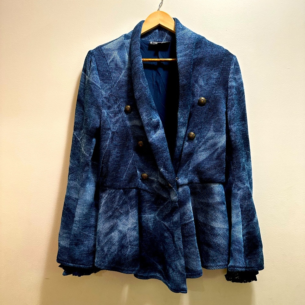 The Pyramid Collection Women's Size M Blue Sweater New Age Gothic Celtic Wiccan